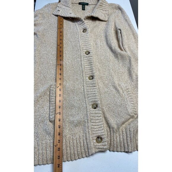 Lauren Ralph Lauren Womens Long Knit Cardigan Sweater Duster Button Up XL Cream - Picture 4 of 8